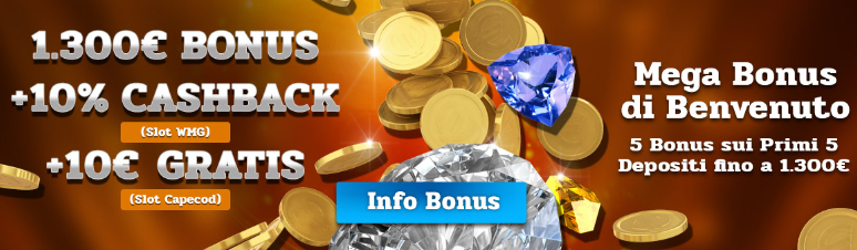 Betnero Bonus Benvenuto €1300 + €10 gratis + 10% Cashback!