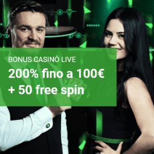 Unibet Casinò: bonus benvenuto 100€+50 free spin