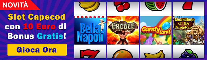 Betnero bonus senza deposito 10€ slot Capecod